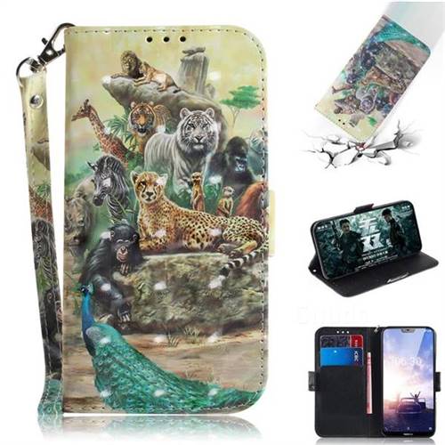 Beast Zoo 3D Painted Leather Wallet Phone Case for Nokia 6.1 Plus (Nokia X6)