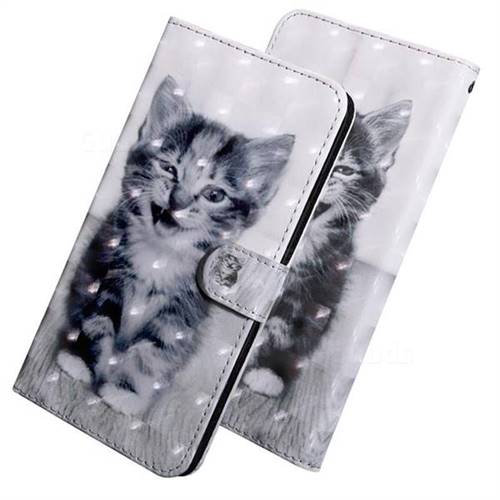 Smiley Cat 3D Painted Leather Wallet Case for Nokia 6.1 Plus (Nokia X6)