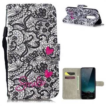 Lace Flower 3D Painted Leather Wallet Phone Case for Nokia 6.1 Plus (Nokia X6)