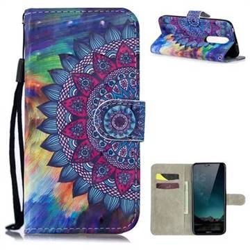 Oil Painting Mandala 3D Painted Leather Wallet Phone Case for Nokia 6.1 Plus (Nokia X6)