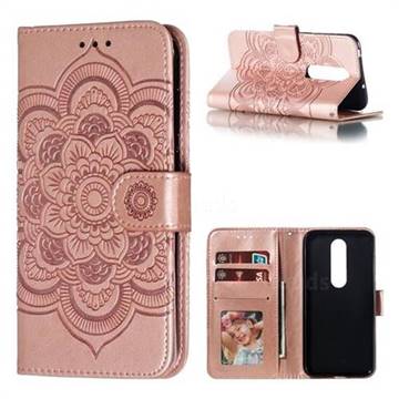Intricate Embossing Datura Solar Leather Wallet Case for Nokia 6.1 Plus (Nokia X6) - Rose Gold