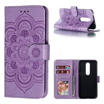 Intricate Embossing Datura Solar Leather Wallet Case for Nokia 6.1 Plus (Nokia X6) - Purple