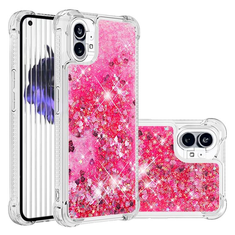 Dynamic Liquid Glitter Sand Quicksand TPU Case for Nothing Phone 1 - Pink Love Heart