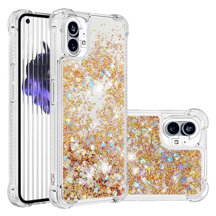 Dynamic Liquid Glitter Sand Quicksand TPU Case for Nothing Phone 1 - Rose Gold Love Heart