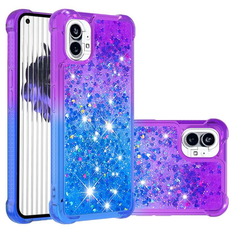 Rainbow Gradient Liquid Glitter Quicksand Sequins Phone Case for Nothing Phone 1 - Purple Blue