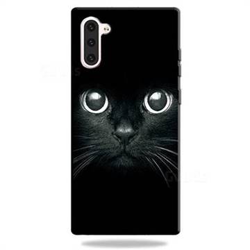 Bearded Feline 3D Embossed Relief Black TPU Cell Phone Back Cover for Samsung Galaxy Note 10 (6.28 inch) / Note10 5G
