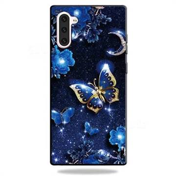 Phnom Penh Butterfly 3D Embossed Relief Black TPU Cell Phone Back Cover for Samsung Galaxy Note 10 (6.28 inch) / Note10 5G