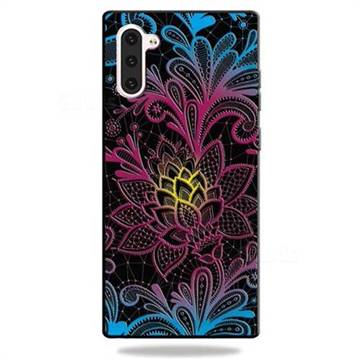 Colorful Lace 3D Embossed Relief Black TPU Cell Phone Back Cover for Samsung Galaxy Note 10 (6.28 inch) / Note10 5G