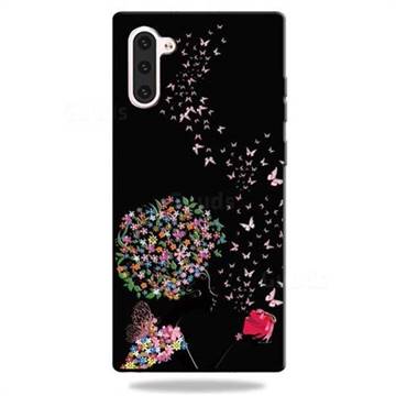 Corolla Girl 3D Embossed Relief Black TPU Cell Phone Back Cover for Samsung Galaxy Note 10 (6.28 inch) / Note10 5G