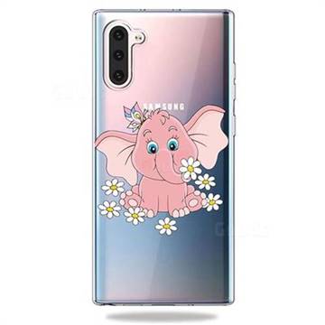Tiny Pink Elephant Clear Varnish Soft Phone Back Cover for Samsung Galaxy Note 10 (6.28 inch) / Note10 5G