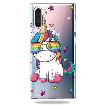 Glasses Unicorn Clear Varnish Soft Phone Back Cover for Samsung Galaxy Note 10 (6.28 inch) / Note10 5G