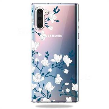 Magnolia Flower Clear Varnish Soft Phone Back Cover for Samsung Galaxy Note 10 (6.28 inch) / Note10 5G