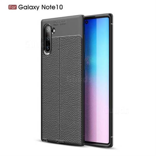 Luxury Auto Focus Litchi Texture Silicone TPU Back Cover for Samsung Galaxy Note 10 (6.28 inch) / Note10 5G - Black