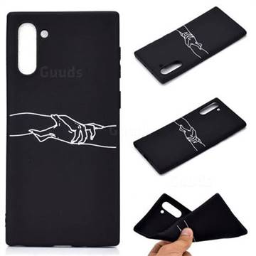 Handshake Chalk Drawing Matte Black TPU Phone Cover for Samsung Galaxy Note 10 (6.28 inch) / Note10 5G
