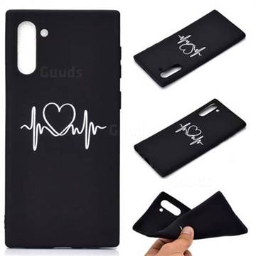 Heart Radio Wave Chalk Drawing Matte Black TPU Phone Cover for Samsung Galaxy Note 10 (6.28 inch) / Note10 5G