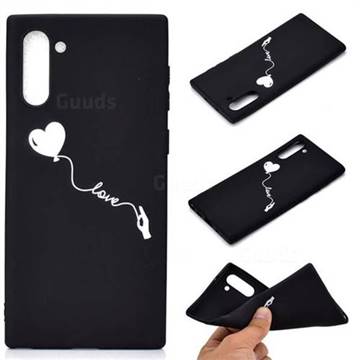 Heart Balloon Chalk Drawing Matte Black TPU Phone Cover for Samsung Galaxy Note 10 (6.28 inch) / Note10 5G