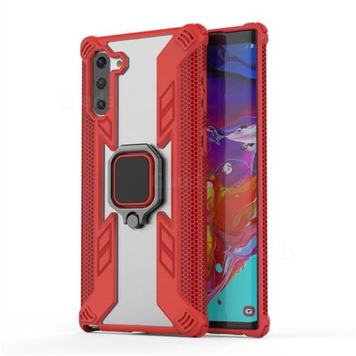 Predator Armor Metal Ring Grip Shockproof Dual Layer Rugged Hard Cover for Samsung Galaxy Note 10 (6.28 inch) / Note10 5G - Red