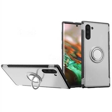 Armor Anti Drop Carbon PC + Silicon Invisible Ring Holder Phone Case for Samsung Galaxy Note 10 (6.28 inch) / Note10 5G - Silver