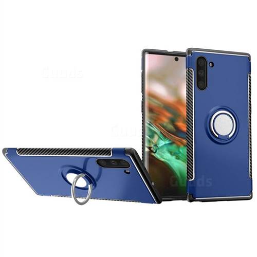 Armor Anti Drop Carbon PC + Silicon Invisible Ring Holder Phone Case for Samsung Galaxy Note 10 (6.28 inch) / Note10 5G - Sapphire
