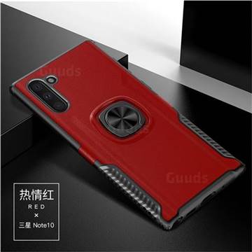 Knight Armor Anti Drop PC + Silicone Invisible Ring Holder Phone Cover for Samsung Galaxy Note 10 (6.28 inch) / Note10 5G - Red