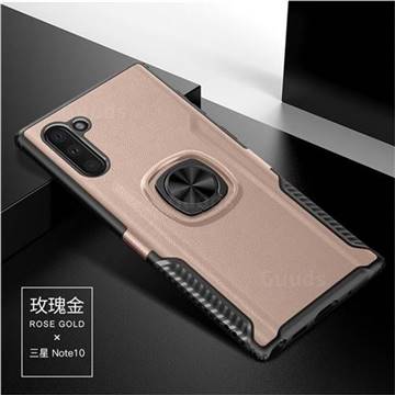 Knight Armor Anti Drop PC + Silicone Invisible Ring Holder Phone Cover for Samsung Galaxy Note 10 (6.28 inch) / Note10 5G - Rose Gold