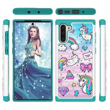 Fashion Unicorn Studded Rhinestone Bling Diamond Shock Absorbing Hybrid Defender Rugged Phone Case Cover for Samsung Galaxy Note 10 (6.28 inch) / Note10 5G