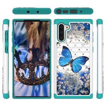 Flower Butterfly Studded Rhinestone Bling Diamond Shock Absorbing Hybrid Defender Rugged Phone Case Cover for Samsung Galaxy Note 10 (6.28 inch) / Note10 5G