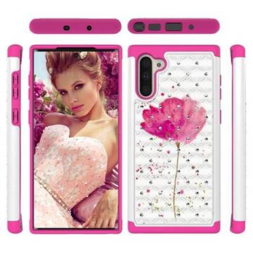 Watercolor Studded Rhinestone Bling Diamond Shock Absorbing Hybrid Defender Rugged Phone Case Cover for Samsung Galaxy Note 10 (6.28 inch) / Note10 5G