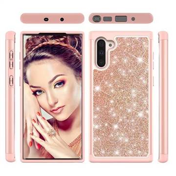 Glitter Rhinestone Bling Shock Absorbing Hybrid Defender Rugged Phone Case Cover for Samsung Galaxy Note 10 (6.28 inch) / Note10 5G - Rose Gold