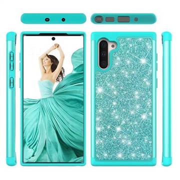 Glitter Rhinestone Bling Shock Absorbing Hybrid Defender Rugged Phone Case Cover for Samsung Galaxy Note 10 (6.28 inch) / Note10 5G - Green