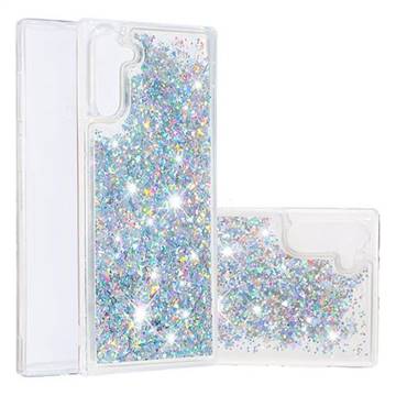 Dynamic Liquid Glitter Quicksand Sequins TPU Phone Case for Samsung Galaxy Note 10 (6.28 inch) / Note10 5G - Silver