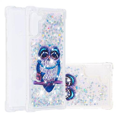 Sweet Gray Owl Dynamic Liquid Glitter Sand Quicksand Star TPU Case for Samsung Galaxy Note 10 (6.28 inch) / Note10 5G