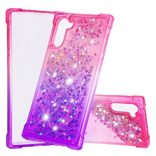 Rainbow Gradient Liquid Glitter Quicksand Sequins Phone Case for Samsung Galaxy Note 10 (6.28 inch) / Note10 5G - Pink Purple