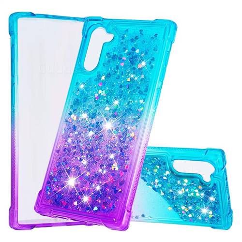 Rainbow Gradient Liquid Glitter Quicksand Sequins Phone Case for Samsung Galaxy Note 10 (6.28 inch) / Note10 5G - Blue Purple