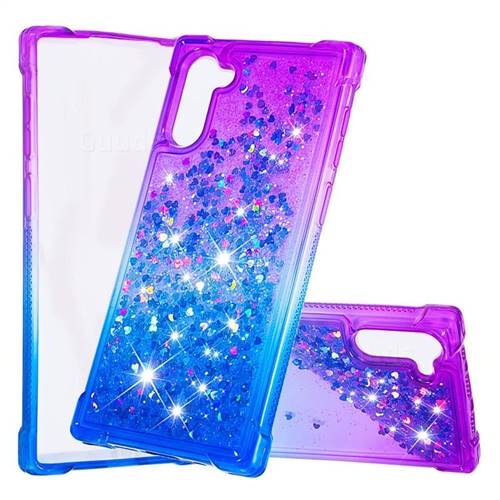 Rainbow Gradient Liquid Glitter Quicksand Sequins Phone Case for Samsung Galaxy Note 10 (6.28 inch) / Note10 5G - Purple Blue