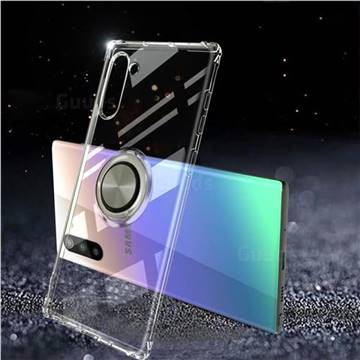 Anti-fall Invisible Press Bounce Ring Holder Phone Cover for Samsung Galaxy Note 10 (6.28 inch) / Note10 5G - Transparent