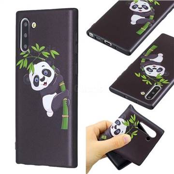 Bamboo Panda 3D Embossed Relief Black Soft Back Cover for Samsung Galaxy Note 10 (6.28 inch) / Note10 5G
