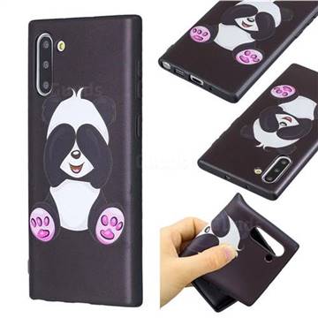 Lovely Panda 3D Embossed Relief Black Soft Back Cover for Samsung Galaxy Note 10 (6.28 inch) / Note10 5G