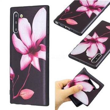 Lotus Flower 3D Embossed Relief Black Soft Back Cover for Samsung Galaxy Note 10 (6.28 inch) / Note10 5G