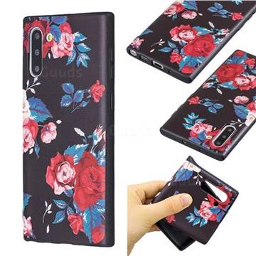 Safflower 3D Embossed Relief Black Soft Back Cover for Samsung Galaxy Note 10 (6.28 inch) / Note10 5G