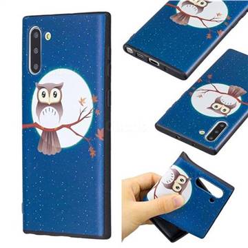 Moon and Owl 3D Embossed Relief Black Soft Back Cover for Samsung Galaxy Note 10 (6.28 inch) / Note10 5G