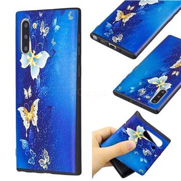 Golden Butterflies 3D Embossed Relief Black Soft Back Cover for Samsung Galaxy Note 10 (6.28 inch) / Note10 5G