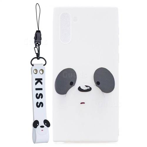 White Feather Panda Soft Kiss Candy Hand Strap Silicone Case for Samsung Galaxy Note 10 (6.28 inch) / Note10 5G