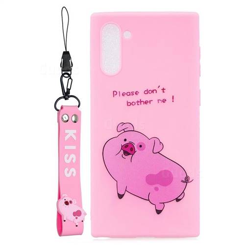 Pink Cute Pig Soft Kiss Candy Hand Strap Silicone Case for Samsung Galaxy Note 10 (6.28 inch) / Note10 5G