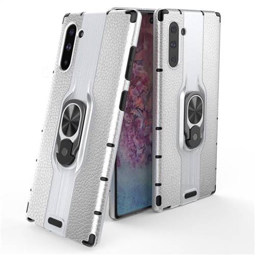 Alita Battle Angel Armor Metal Ring Grip Shockproof Dual Layer Rugged Hard Cover for Samsung Galaxy Note 10 (6.28 inch) / Note10 5G - Silver