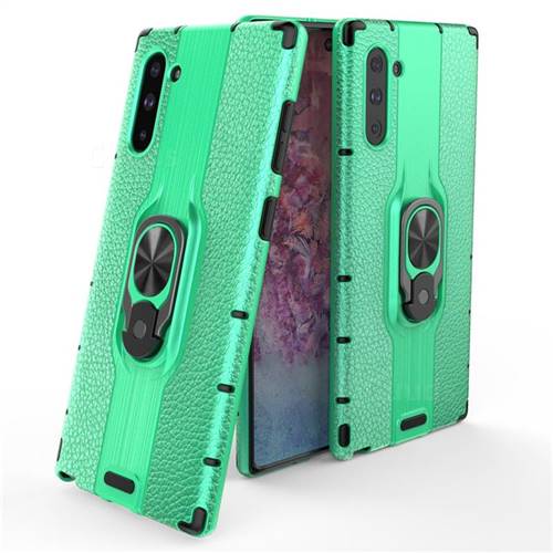 Alita Battle Angel Armor Metal Ring Grip Shockproof Dual Layer Rugged Hard Cover for Samsung Galaxy Note 10 (6.28 inch) / Note10 5G - Green