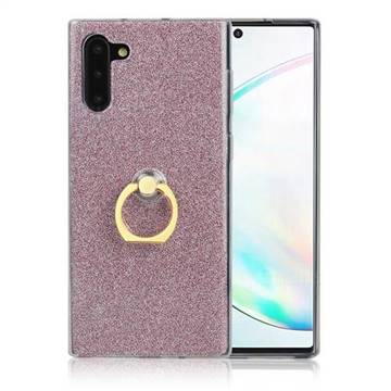 Luxury Soft TPU Glitter Back Ring Cover with 360 Rotate Finger Holder Buckle for Samsung Galaxy Note 10 (6.28 inch) / Note10 5G - Pink