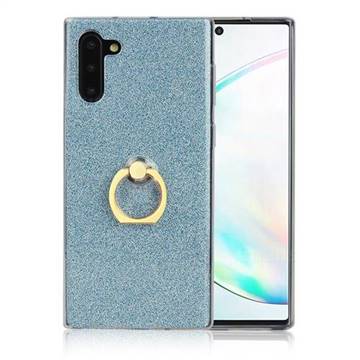 Luxury Soft TPU Glitter Back Ring Cover with 360 Rotate Finger Holder Buckle for Samsung Galaxy Note 10 (6.28 inch) / Note10 5G - Blue