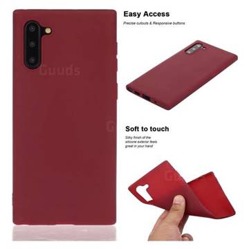 Soft Matte Silicone Phone Cover for Samsung Galaxy Note 10 (6.28 inch) / Note10 5G - Wine Red