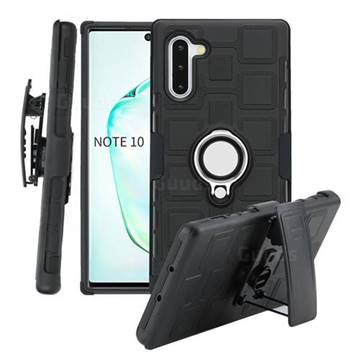 3 in 1 PC + Silicone Leather Phone Case for Samsung Galaxy Note 10 (6.28 inch) / Note10 5G - Black